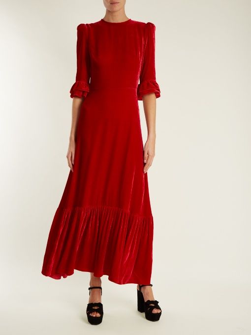 The Vampire’s Wife Red Cord Velvet Falconetti Festival Maxi Dress - House Of Huntington