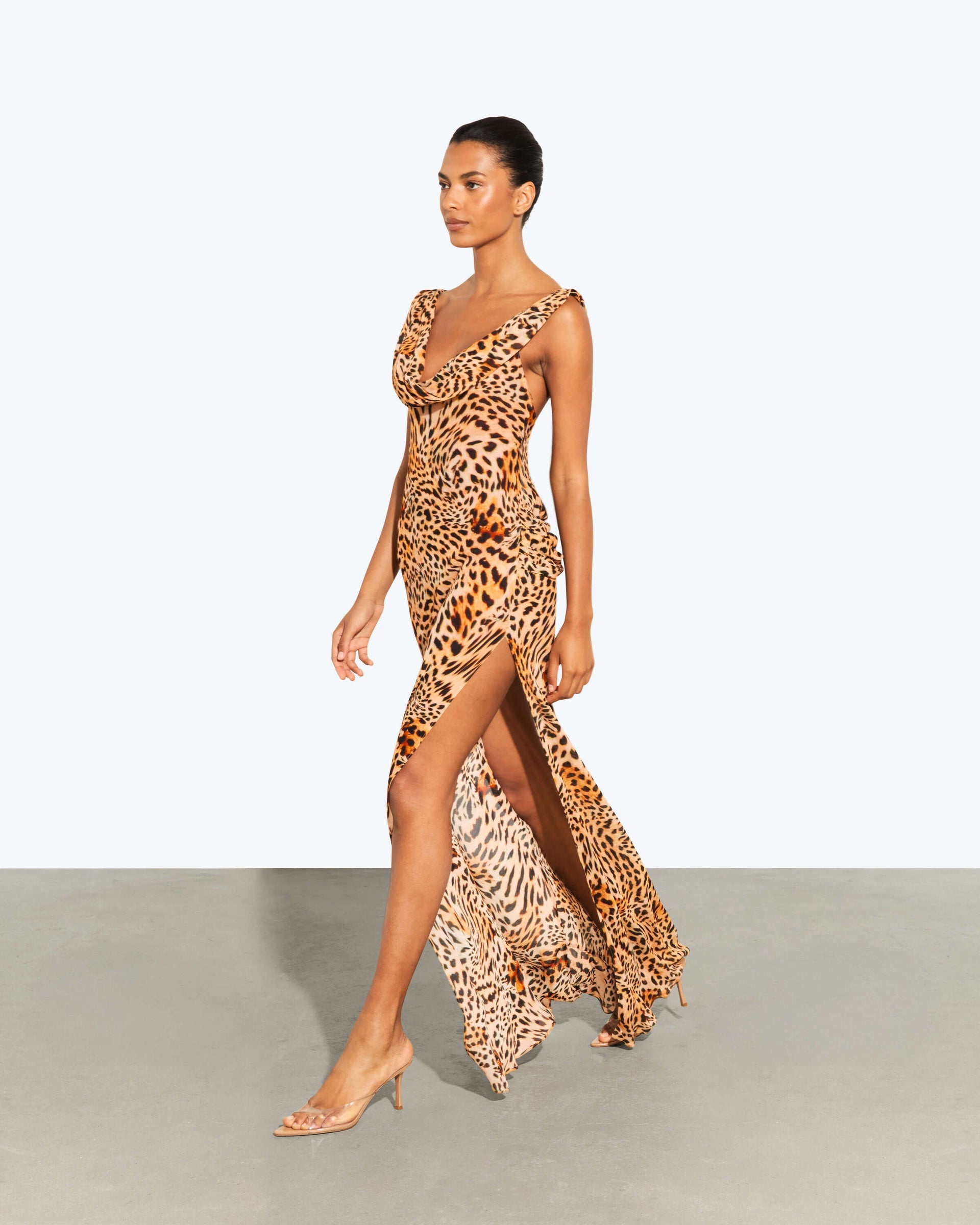 Rat and Boa Laviza Leopard Print Slip Maxi Dress