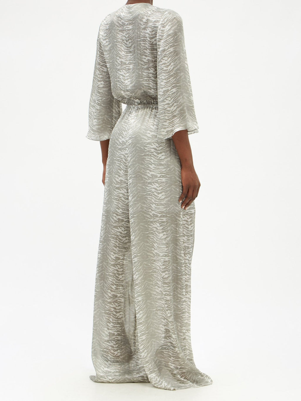 RAEY Grey Silk Blend Tiger-Devoré Jumpsuit - House Of Huntington