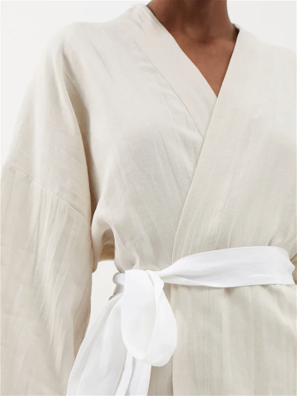 DEJI STUDIOS Oatmel Linen Undone Robe - House Of Huntington
