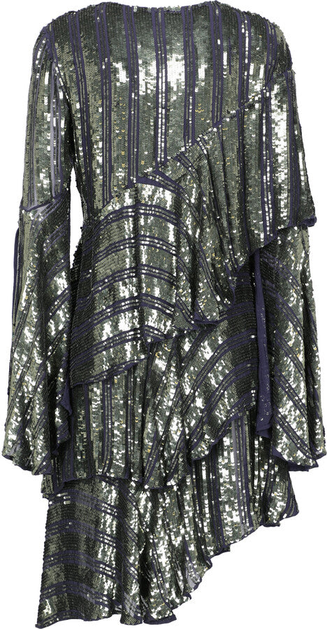 Osman London Green Sequinned Layered Dress