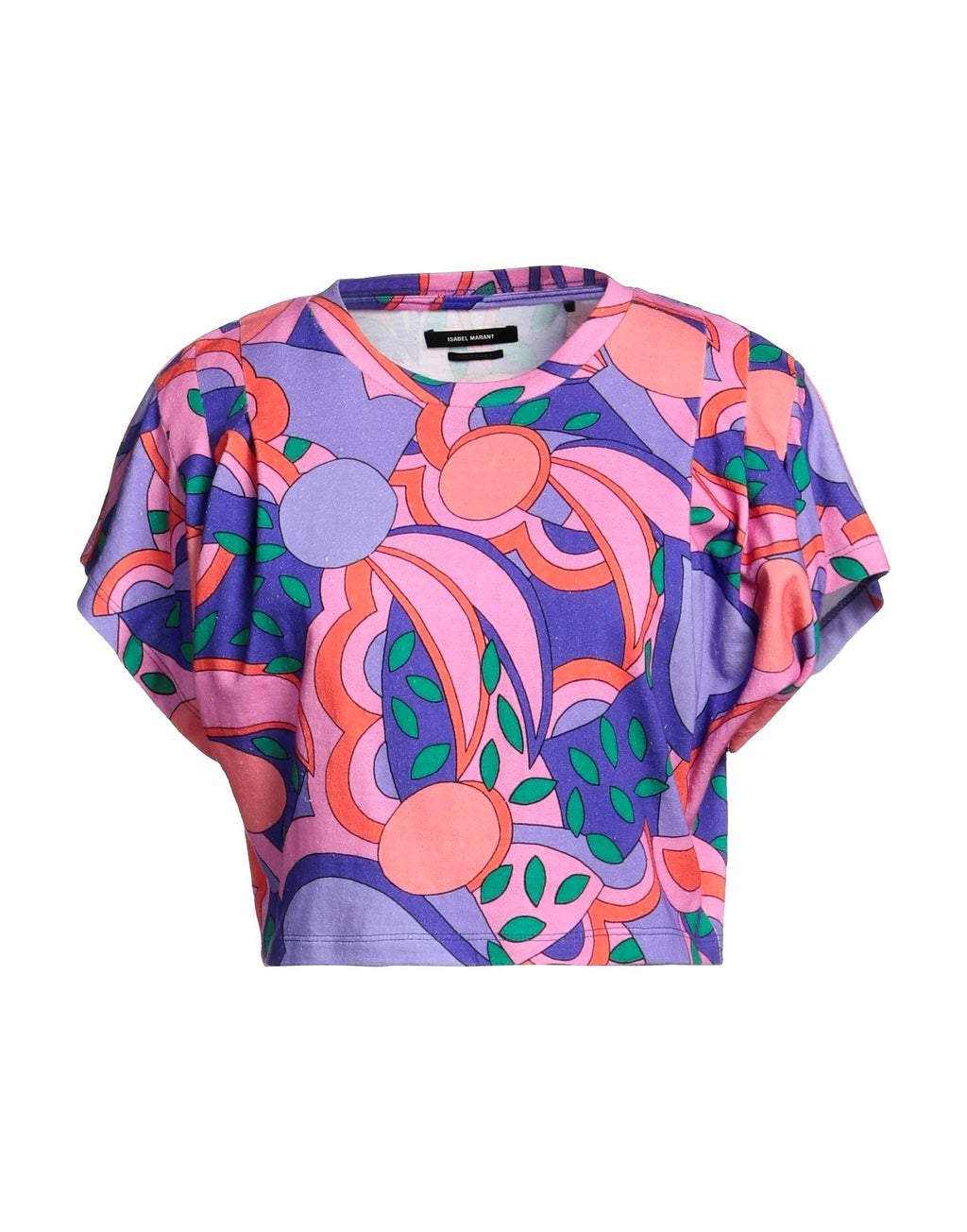 Isabel Marant Zinalia Pink Graphic Abstract Print Cotton Crop Top
