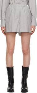 The Frankie Shop Grey Lui Logo Embroidered Front Cotton Boxer Shorts