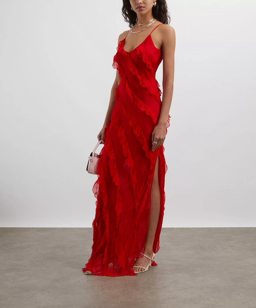 Rat and Boa Red Cecelia Silk Chiffon Maxi Dress