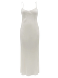 Raey Thin-Strap Silk Crepe De Chine Light Grey Slip Dress - House Of Huntington