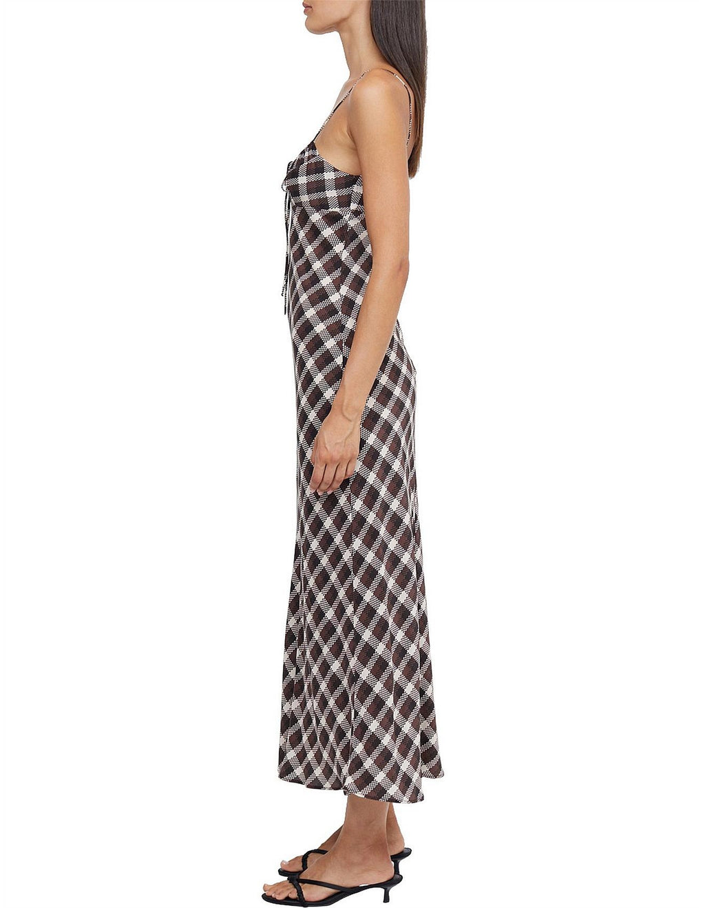 Bec + Bridge Chiara Tie Basket Weave Check Midi Dress