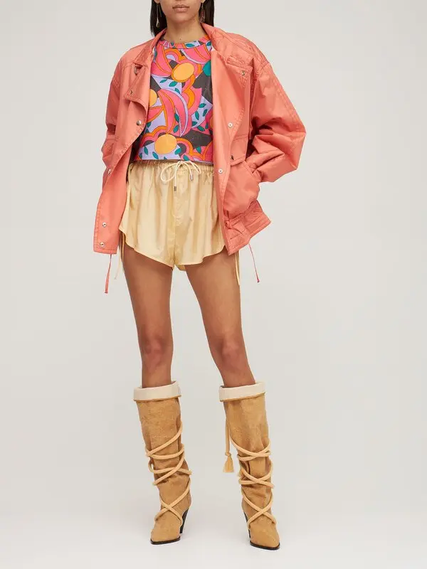 Isabel Marant Zinalia Multicolour Graphic Abstract Print Cotton Crop Top