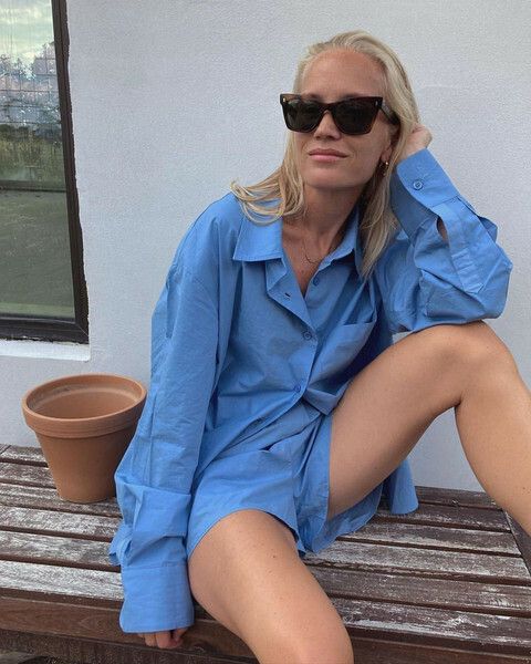 The Frankie Shop Blue Lui Logo Embroidered Front Cotton Boxer Shorts