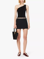 Reformation x Laura Harrier Black Maddie Knit One Shoulder Top