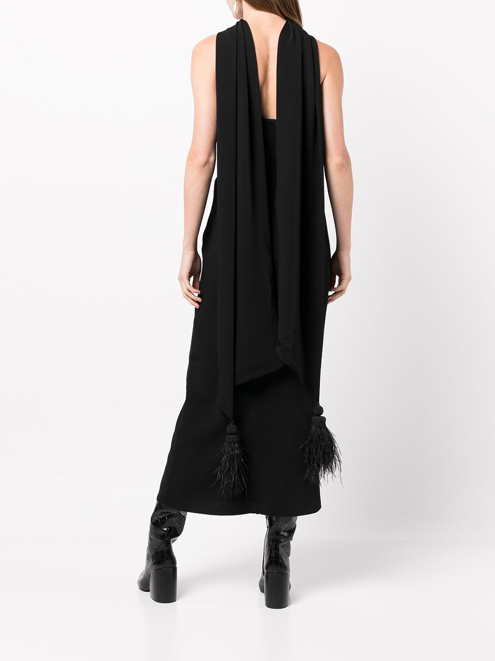 JOHANNA ORTIZ Puntadas Liricas Cutout Crepe Midi Black Dress - House Of Huntington
