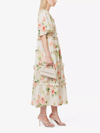 NEEDLE AND THREAD Harlequin Rose Floral Print Ruffle Flutter Sleeve Midi Dress - House Of Huntington