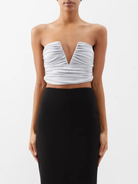 GAUGE81 Sesis Strapless Ruched Jersey Silver Top - House Of Huntington