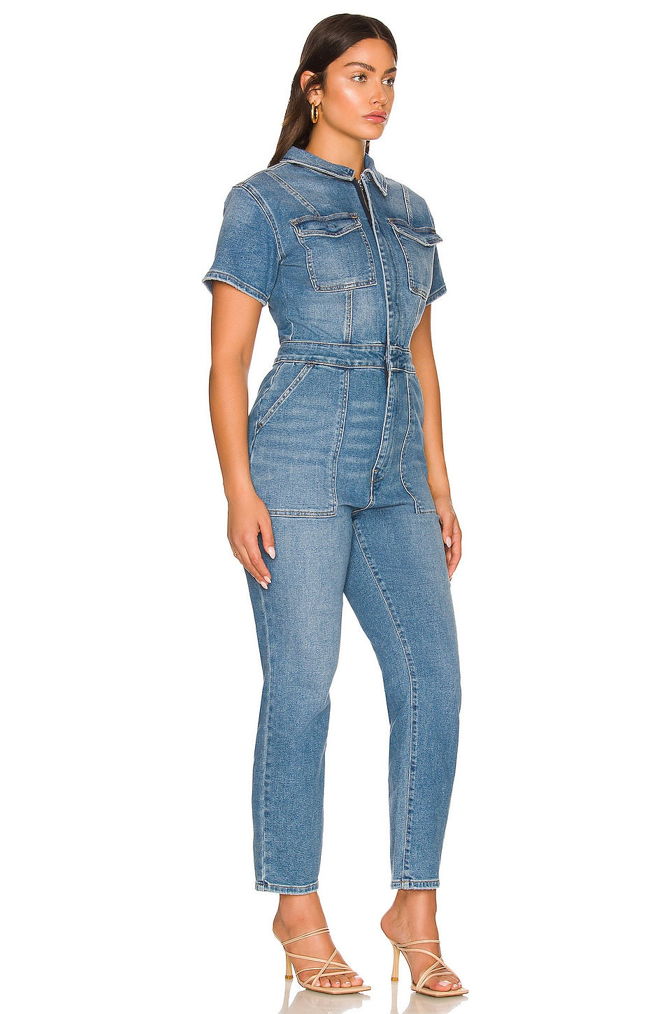 Good American Denim Blue Fit For Success Jumpsuit