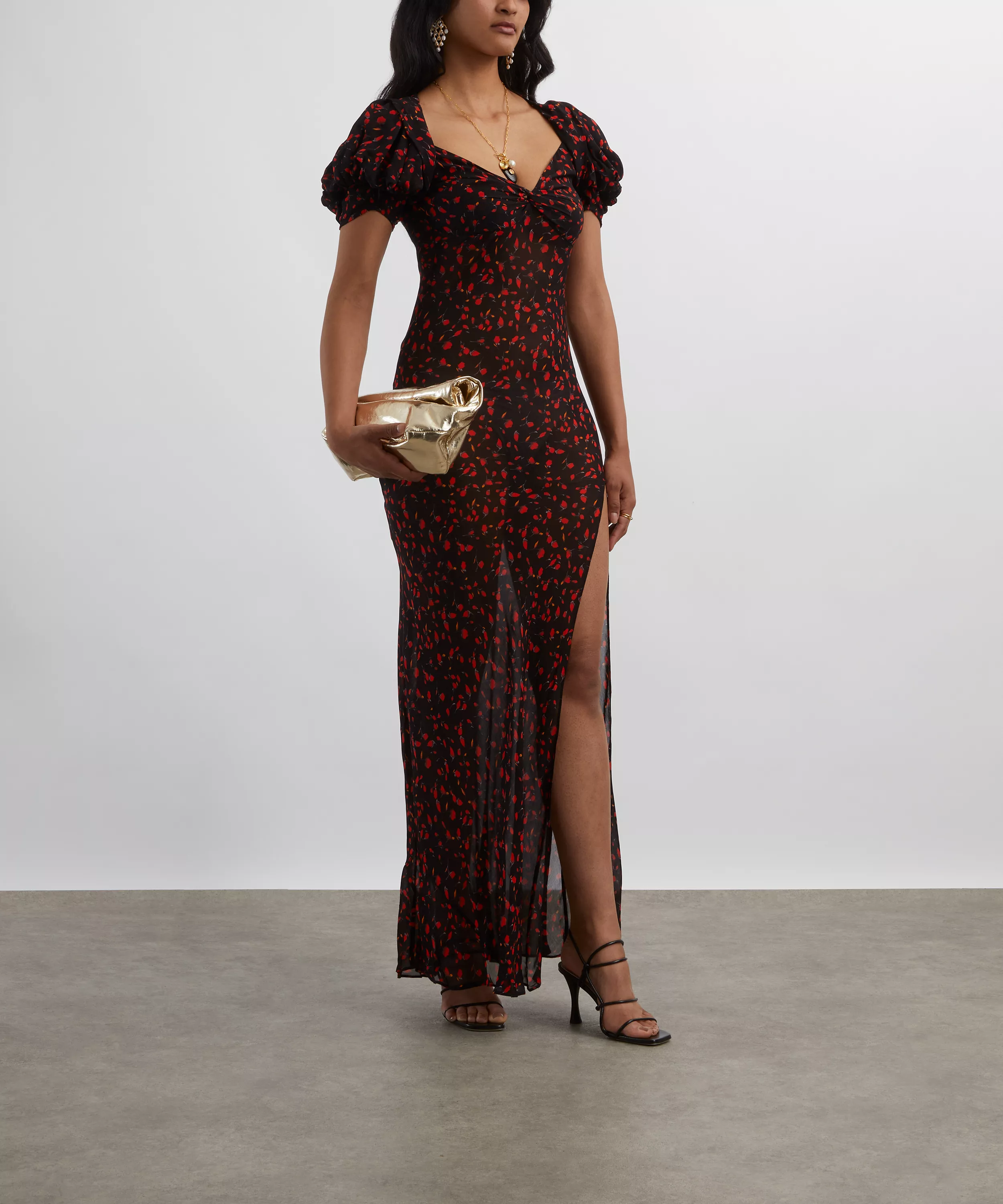 Rat and Boa Magnolia Red Floral Boho Maxi Dress
