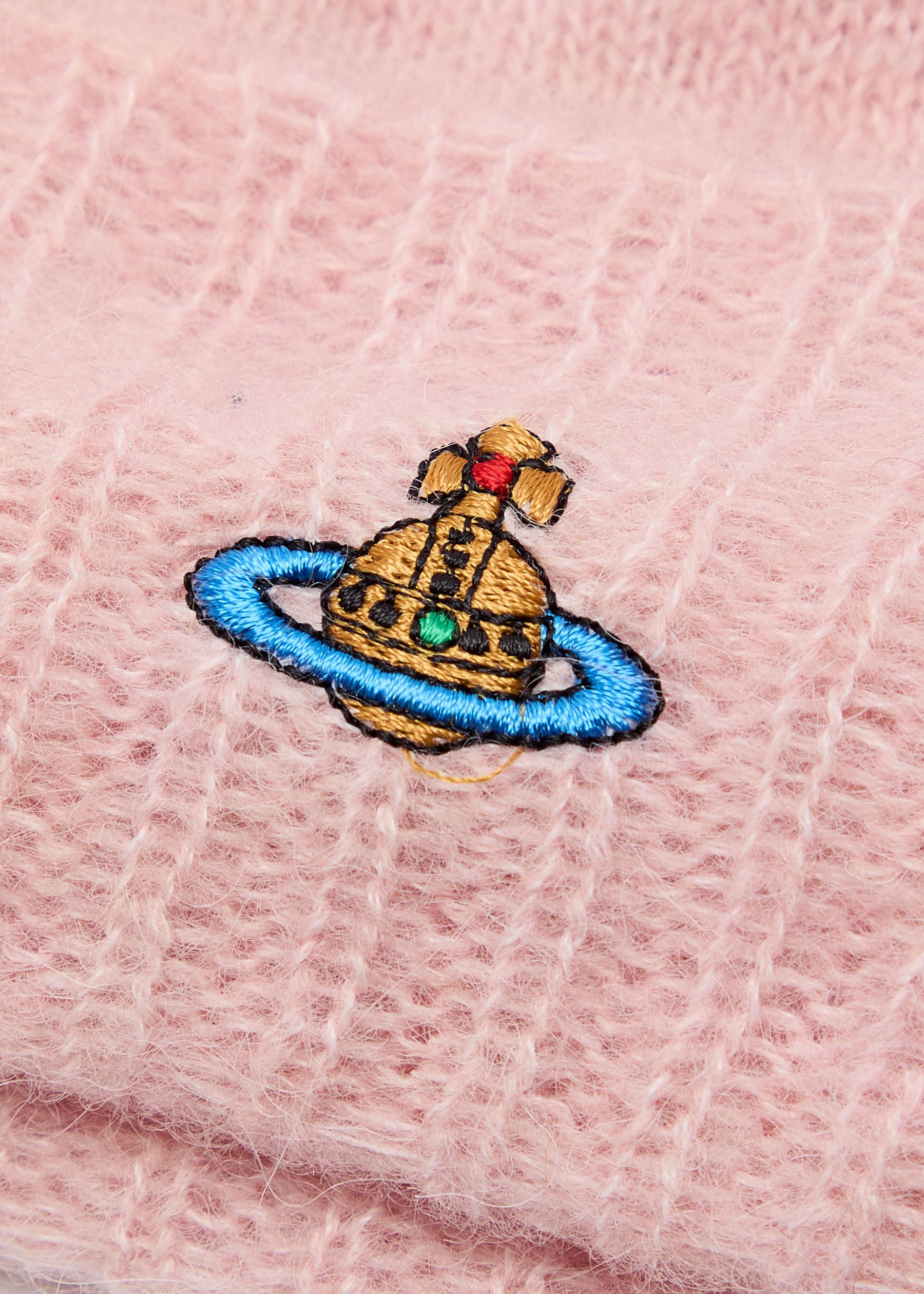 Vivienne Westwood Pink Fluffy Orb Logo Alpaca Wool Blend Beanie Hat