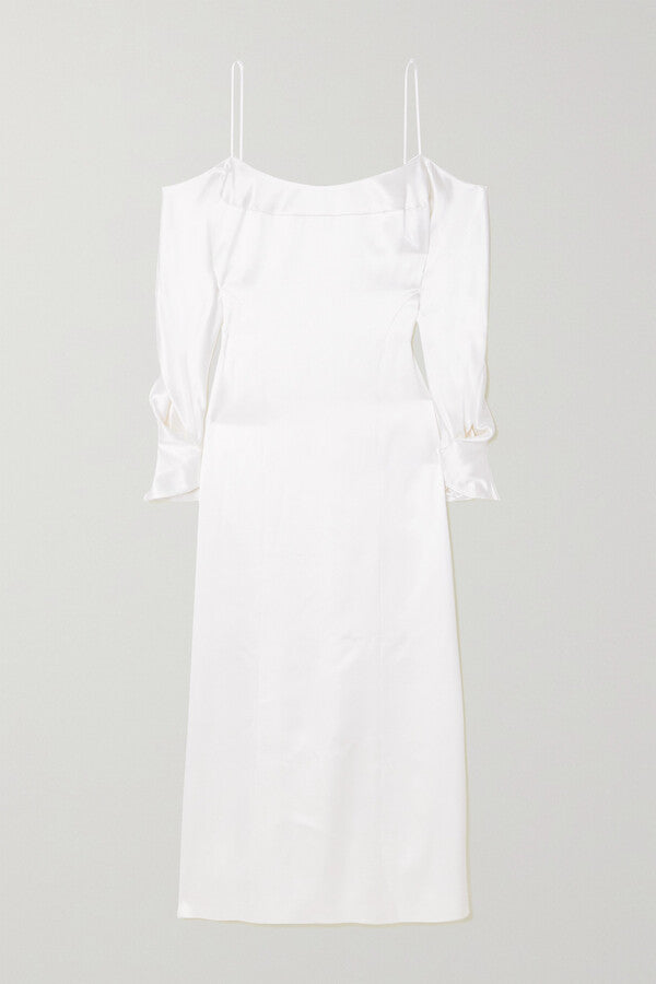 Galvan London White Valencia Off-The-Shoulder Silk-Satin Bridal Wedding Dress - House Of Huntington