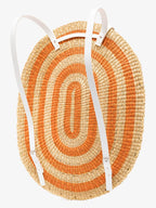 INES BRESSAND STUDIO Neutral Striped Oval Straw Backpack - House Of Huntington