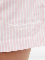 Sporty & Rich x Hotel Eden Roc Pink Striped Cotton Poplin Embroidered Boxer Style Shorts
