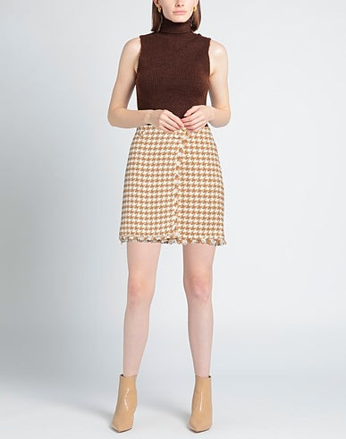 Iblues Max Mara Tweed Houndstooth Print Wrap Skirt
