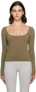Skims Khaki Green New Vintage Long Sleeve T-Shirt Top