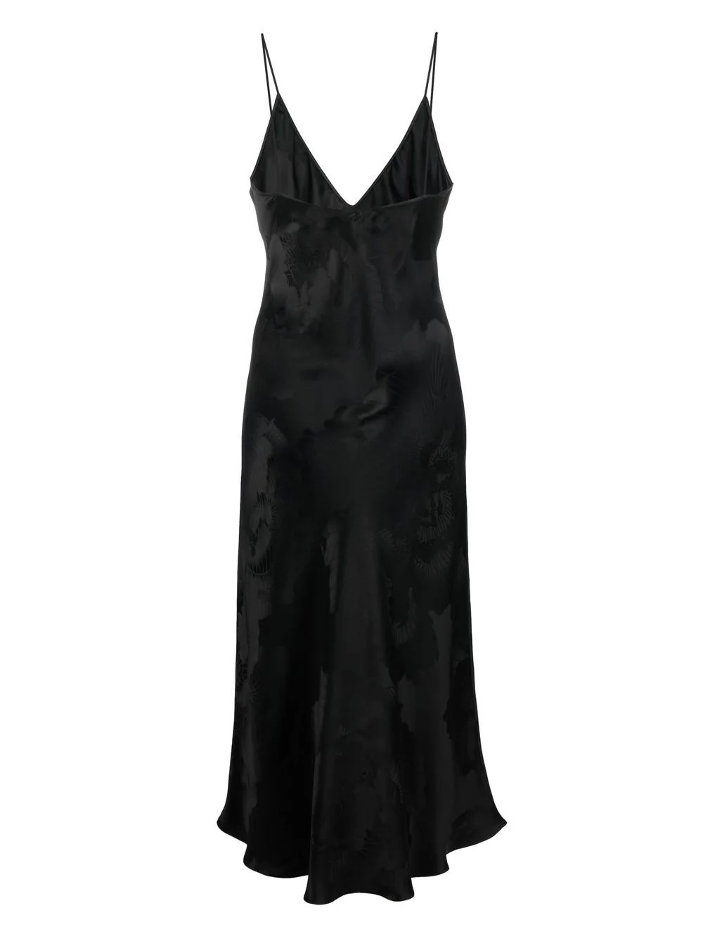 CARINE GILSON Silk Jacquard Print Midi Slip Black Dress - House Of Huntington