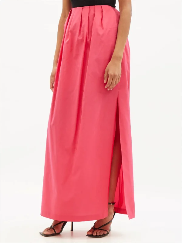RAEY Gathered-Waist Side-Slit Taffeta Maxi Skirt - House Of Huntington