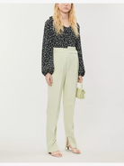 Rixo London Kym Floral Woven Ruffle Neck Long Sleeve Blouse Top - House Of Huntington