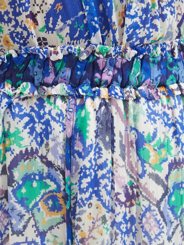 Isabel Marant Viviane Blue Boho Printed Asymmetric Skirt