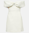 Self-Potrait White Bow Detail Off-Shoulder Crêpe Mini Dress