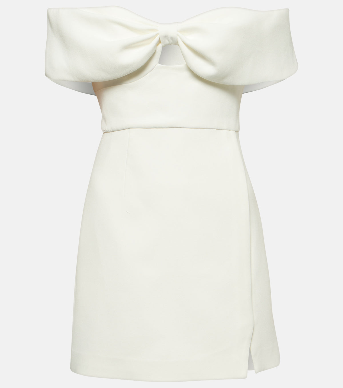 Potrait Bow Detail Off Shoulder Crêpe Mini Dress