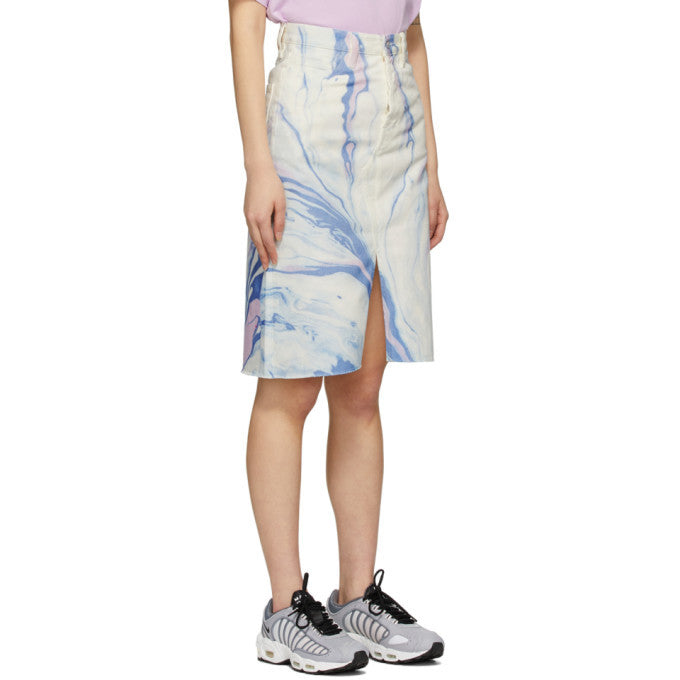 Aries Marble Print Denim Skirt