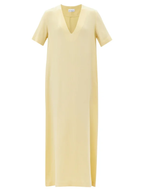 RAEY Yellow Low V-Neck Silk T-Shirt Maxi Dress - House Of Huntington