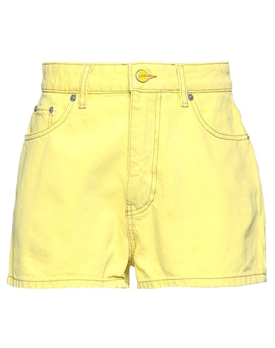 Ganni Yellow Denim Logo Shorts