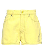 Ganni Yellow Denim Logo Shorts
