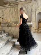 Amy Jane London Black Lace Sweetheart Neck Coquette Sofia Maxi Tulle Dress - House Of Huntington