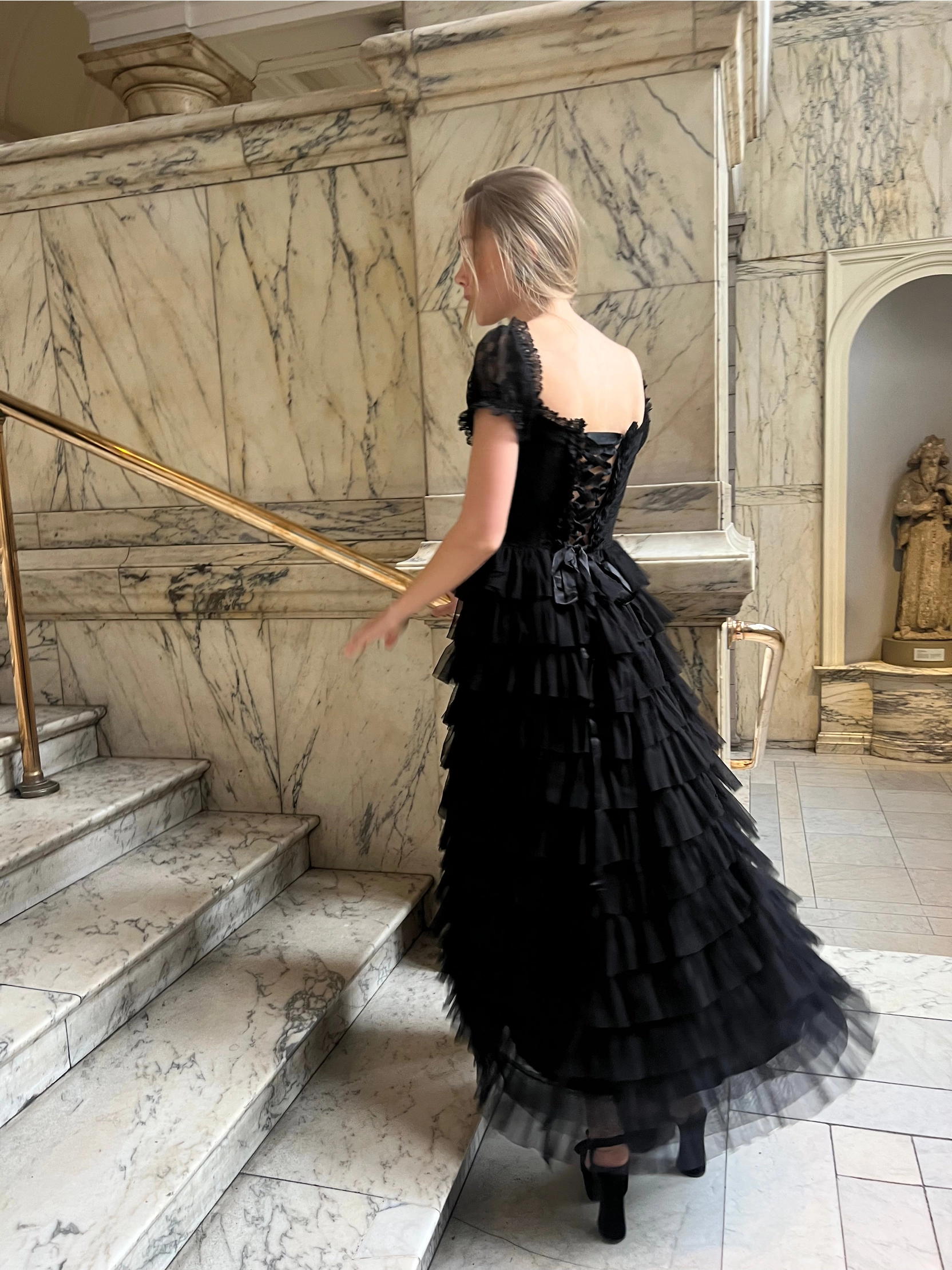 Amy Jane London Black Lace Sweetheart Neck Coquette Sofia Maxi Tulle Dress - House Of Huntington