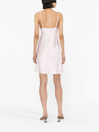SLEEPER Boheme Pink Feather-Trim Slip Mini Dress - House Of Huntington