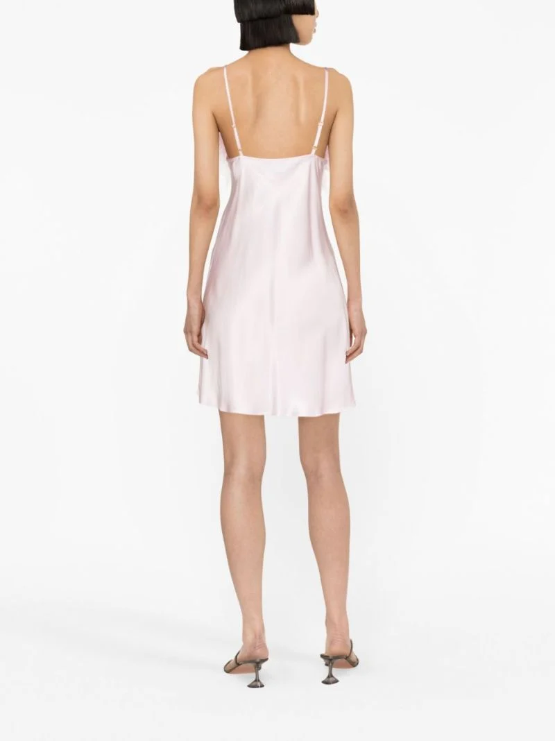 SLEEPER Boheme Pink Feather-Trim Slip Mini Dress - House Of Huntington