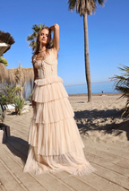 Amy Jane London Champagne Regency Era Corset Bodice Tulle Florence Gown - House Of Huntington