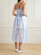 Self-Portrait Light Blue Organza Guipure Lace Midi Dress
