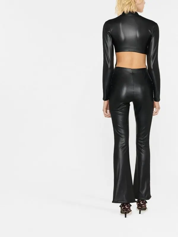 Wolford Black Mighty 80s Vegan Leather Jumpsuit