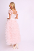 Amy Jane London Pink Kitty Fairytale Satin Corset Bodice Tiered Tulle Hem Maxi Gown Dress - House Of Huntington