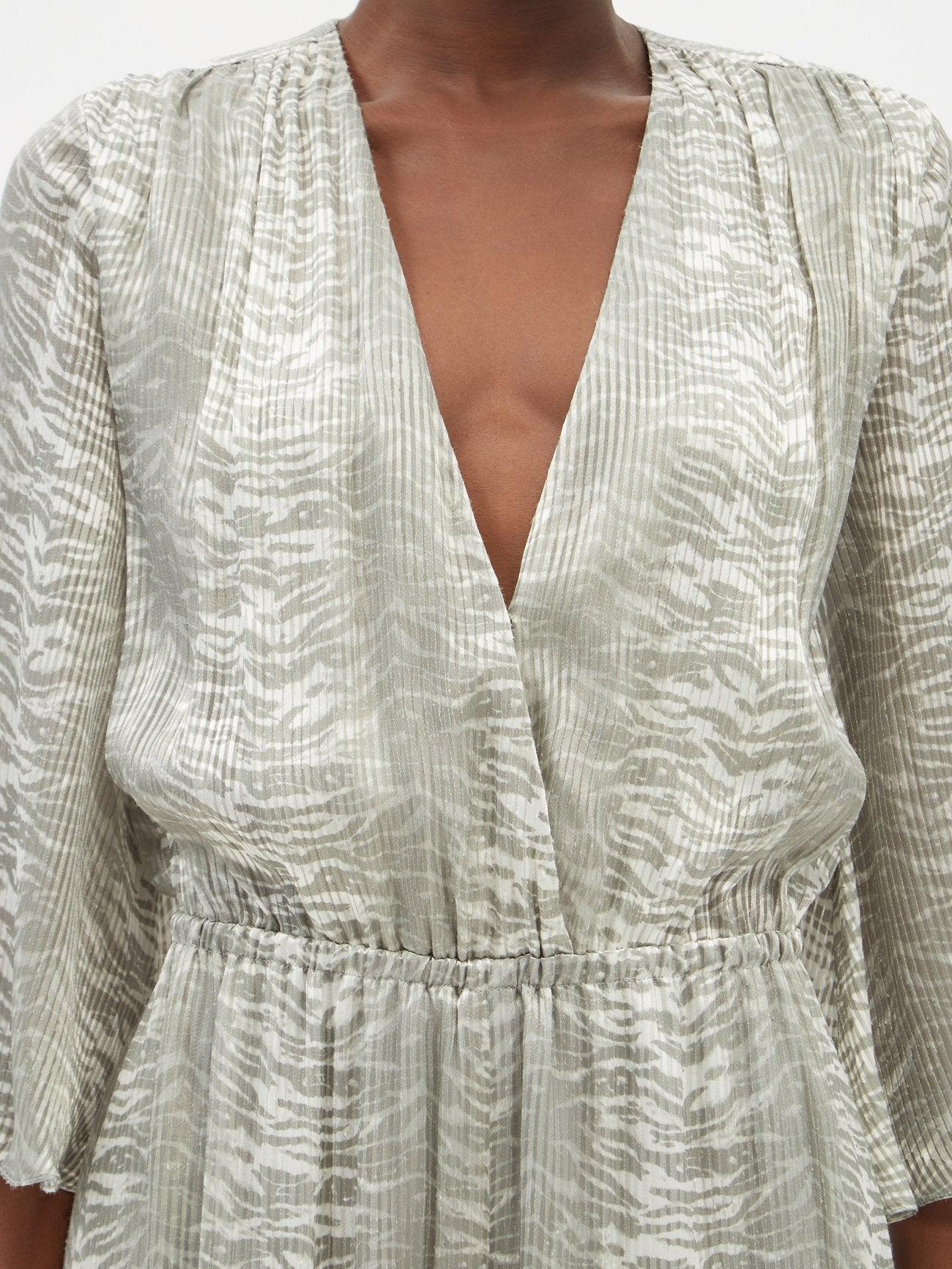 RAEY Grey Silk Blend Tiger-Devoré Jumpsuit - House Of Huntington