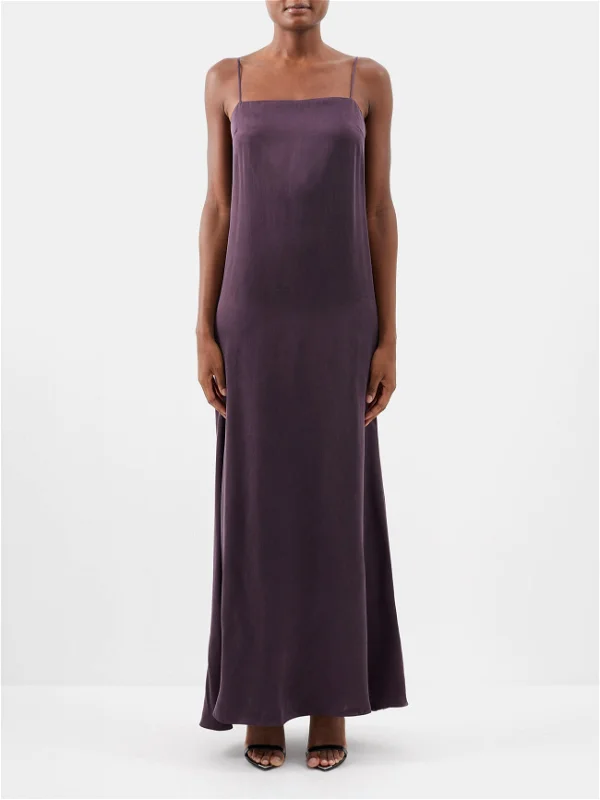RAEY Straight-Neck Burgundy Maxi Slip Dress - House Of Huntington