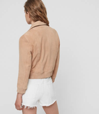 Azari Bomber Honey Brown Suede Jacket