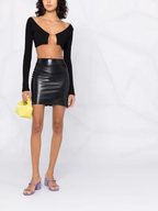 Cardigan court à lien et pendentif logo noir Jacquemus La Maille Pralu