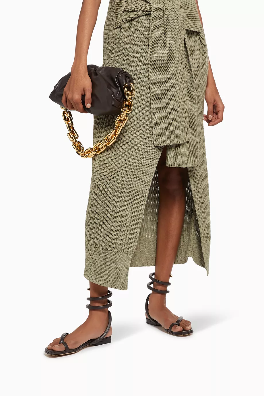 Bottega Veneta Brown Nappa Leather Spiral Sandals