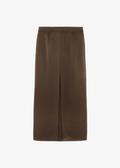 The Frankie Shop Kacey Brown Satin Split Front Midi Skirt