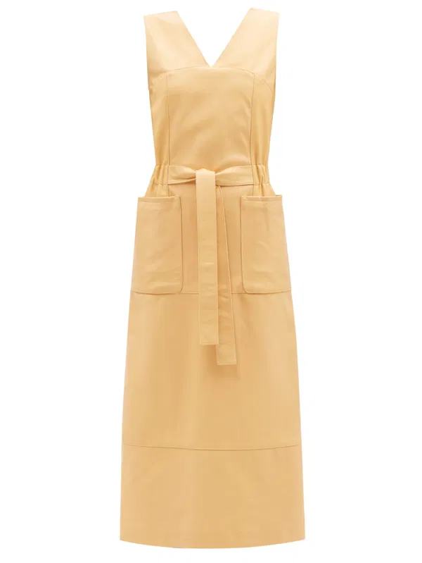 RAEY Tie-Waist Leather Tunic Yellow Dress - House Of Huntington