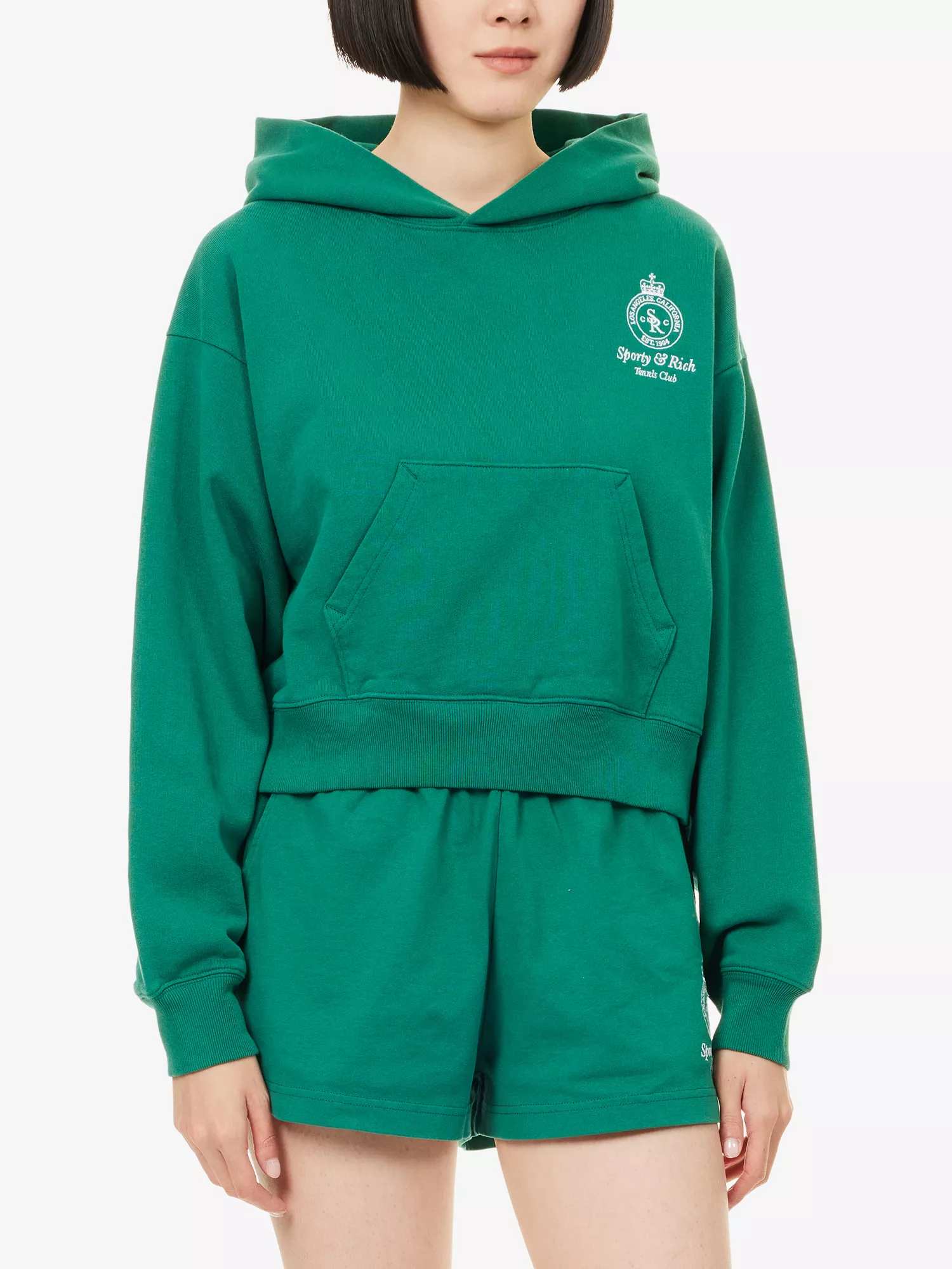 Sporty & Rich Alpine Green Brit Crest Embroidered Hoodie